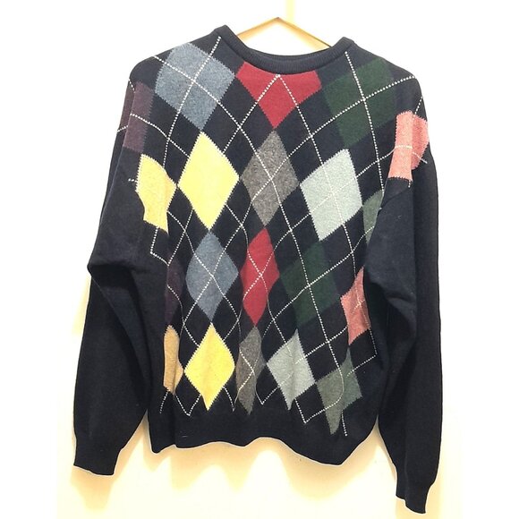 Vtg Lands End Ireland Womens Soft Lightweight Size XL Lambswool Argyle Sweater - Picture 1 of 5